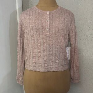 Cloud Chaser Button Down Cropped Henley Sweater XS Classic Preppy Casual NEW